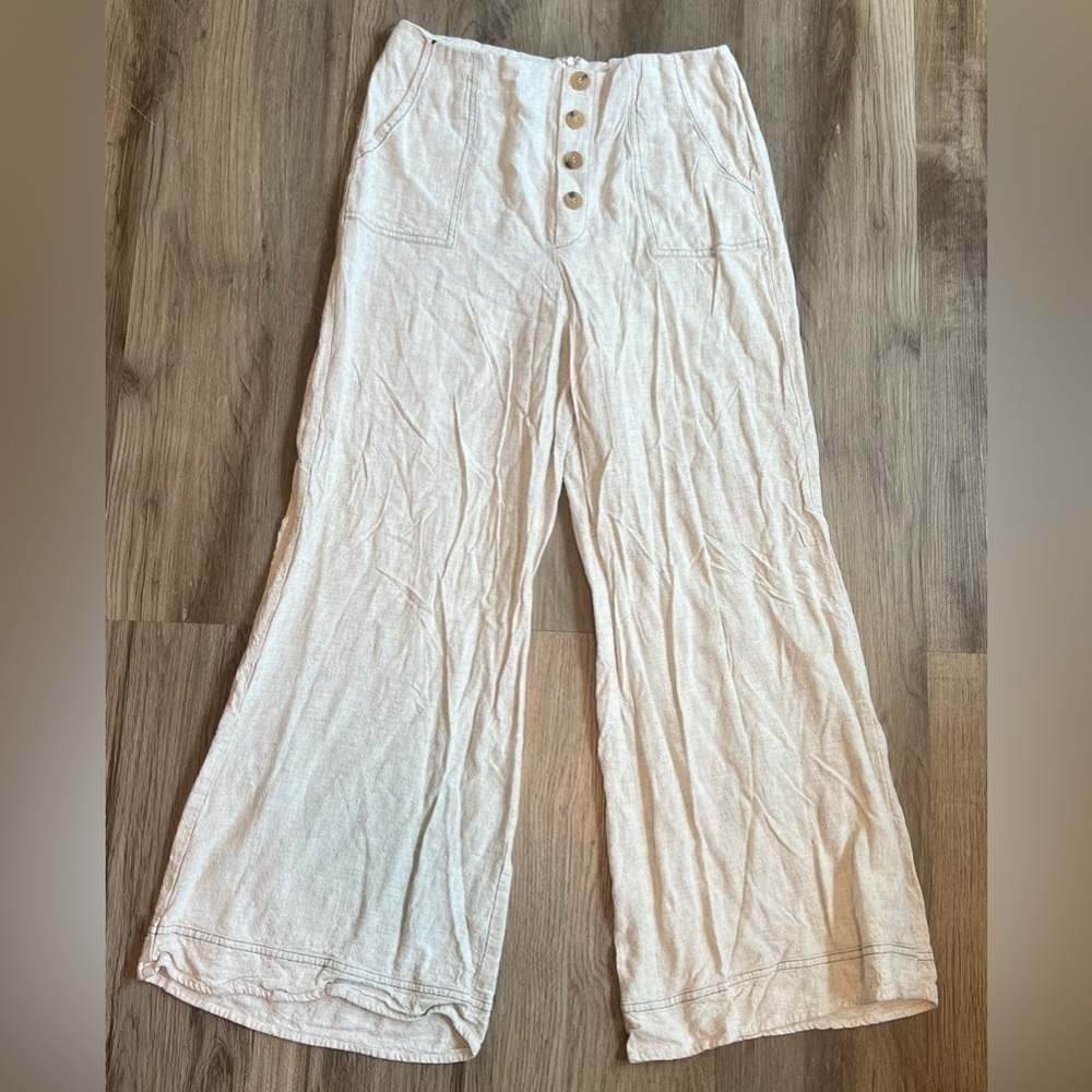 Polly Casual Lightweight Cream Colored Cotton Linen Pants